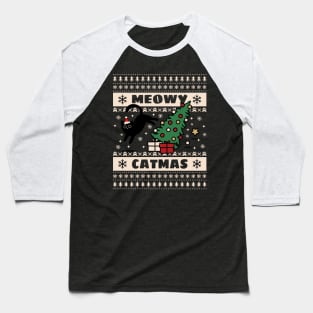 Meowy Christmas Baseball T-Shirt